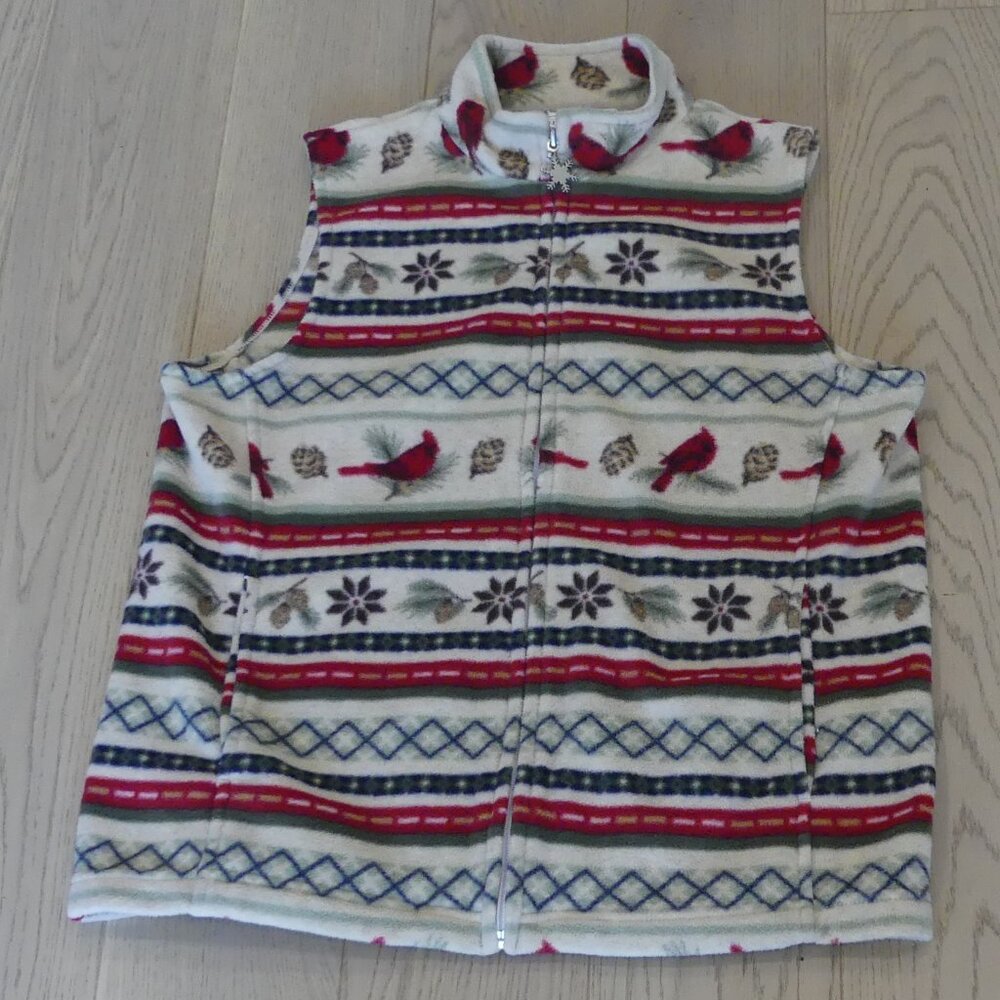 Northern Reflections Vintage Nature Cardinal Fleece Vest Small